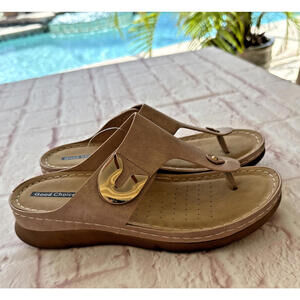 NWT Good Choice GC Sam Tan Beige Natural Blush Thong Sandals Sz 8 READ